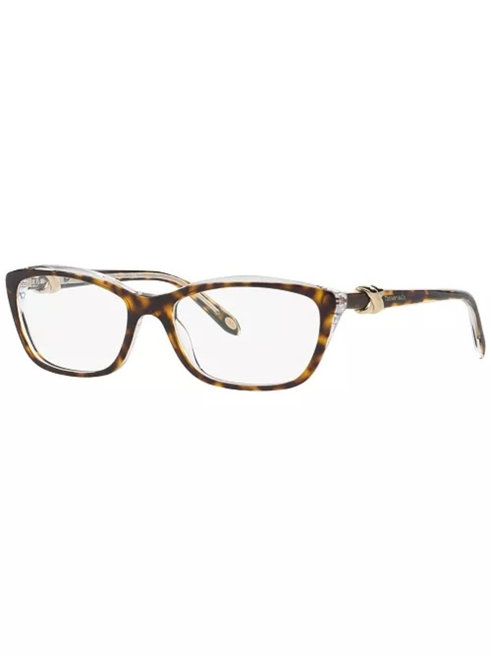 Tiffany & Co. Women's Tortoiseshell Rectangular Glasses - Brown/Gold Accents